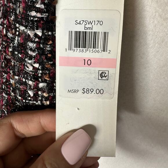 Calvin Klein Tweed Wool Blend Black Fall Winter Lined Mini Skirt Size 10 New - Picture 4 of 8